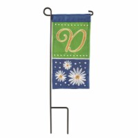 Dicksons M040042 4 x 8.5 in. Flag Double Applique Daisy Monogram D Burlap Mini I Flag With Po