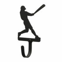Village Wrought Iron WH-182-S Baseball Player Wall Hook Small - Black