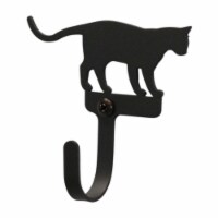 Village Wrought Iron WH-247-S Small Wall Hook - Cat at Play - Black