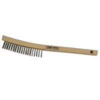 Hand Scratch Brush, 3 x 19 Rows, Stainless Steel Wire, Curved Wood Handle