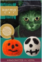 Karma Cat Halloween Skull and Jack-O-Lantern Wool Cat Toys, Pack of 2