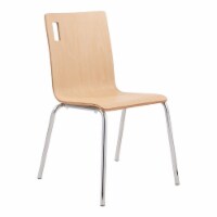 NPS Bushwick Series 33.88  Modern Wood Cafe Chair in Natural/Chrome