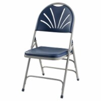 NPS 1100 Series 34.5  Deluxe Fan Metal Folding Chair in Dark Blue (Set of 4)