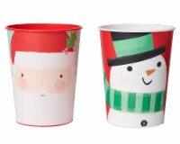 American Greetings Christmas Party Santa and Snowman 16-Ounce Plastic Cups Perspective: Main