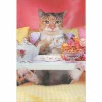 RPG Cat Holding Floral Tea Cup While Sitting at Serving Tray Funny Mother's Day Card Perspective: Main