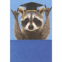 Recycled Paper Greetings Raccoon in Grad Cap Showing Right On Sign Graduation Card Perspective: Main