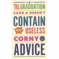 Recycled Paper Greetings No Corny Advice Gift Card / Money Holder Graduation Card Perspective: Main