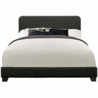 Pulaski Channeled Upholstered King Panel Bed in Steel Gray