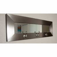 Last Look Modern Silver Framed Wall Mirror with Coat  Hooks 32.5''x 10.5''