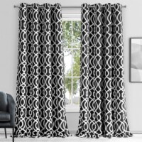 HomeRoots 473330 84 in. Jet Black Trellis Black Out Window Curtain Panel