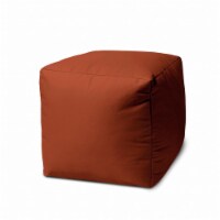 HomeRoots 474163 17 in. Cool Dark Amber Rust Solid Color Indoor & Outdoor Pouf Ottoman, Orang
