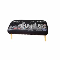 HomeRoots 480554 38 in. Denver Nighttime Skyline Embroidered Ottoman, Black