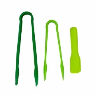 3 Piece Sturdy Nylon Nesting Serving Tongs Set - 6 , 8 and 10 Tongs - Green