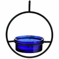 Couronne COURM04520015 Recycled Glass & Metal Hanging Sphere Bird Feeder - Cobalt Blue