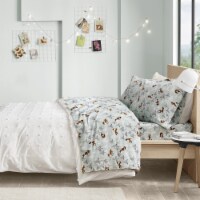 Gracie Mills Cotton Flannel Printed Sheet Set Seafoam Foxes Full