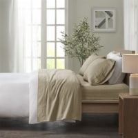 Gracie Mills Cozy Cotton Flannel Printed Sheet Set Tan Solid Full