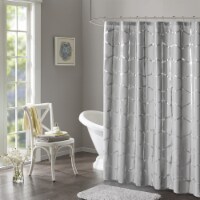 Gracie Mills Printed Metallic Shower Curtain Grey/Silver 72x72
