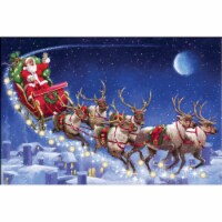 New View Santa's Reindeer Christmas Lighted Canvas Perspective: Main