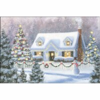 New View Snowy House Christmas Lighted Canvas Perspective: Main