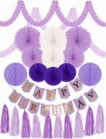 MEANT2TOBE - Meant2Be FIRST BIRTHDAY DECOR Set Gold Cake Topper, Purple Banner & More!