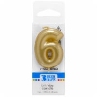 Bakery Crafts Gold Numeral Six Birthday Candle