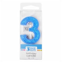 Bakery Crafts Glitter Blue 3 Birthday Candle