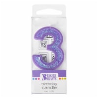 Bakery Crafts Glitter Purple 3 Birthday Candle