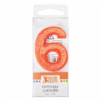 Bakery Crafts Glitter Orange 6 Birthday Candle