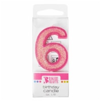 Balery Crafts Glitter Pink 6 Birthday Candle