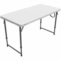 Lifetime Height Adjustable Craft Camping&Utility Folding Table4Foot,4'/48x24,White Granite