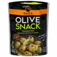 Gaea Pitted Green Olive Snack Pouch Marinated with Lemon & Oregano Perspective: Main