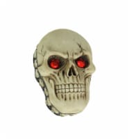 Creepy Human Skull Lidded Trinket Box With Jeweled Red Eyes