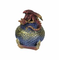 Hand Painted Red and Blue Sleeping Dragon On Egg Lidded Trinket Box