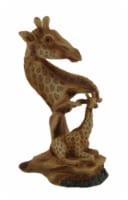 Carved Wood Look Mother Giraffe and Calf Tabletop Statue