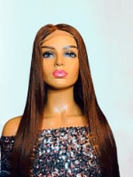 2Chique Boutique Human Hair Wig 4x4 Transparent Lace Wig Chestnut Brown  28 inches