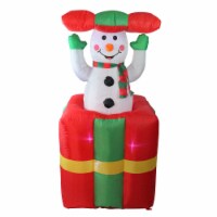 LB International 5' Lighted Inflatable Pop Up Snowman in Gift Box Christmas Outdoor
