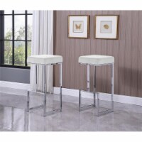 Dorrington Modern Velvet Backless Bar Stool in White/Silver (Set of 2)