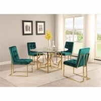 Modern Velvet Fabric Dining Chair in Green/Gold (Set of 2)