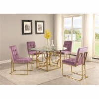 Modern Velvet Fabric Dining Chair in Pink/Gold (Set of 2)