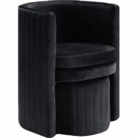 Best Master Seager Black Velvet Round Arm Chair with Ottoman