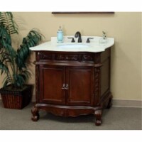 Bellaterra Home 202016A-S-CR 34.6 in. Single Sink Vanity Wood Walnut Cream Marble