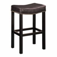 Tudor 26" Backless Stationary Barstool In Antique Brown Bonded Leather With Nailhead Accents