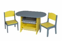 Children'S Oval Table W/2 Chairs And Storage Bins - Gray