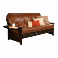 Kodiak Furniture Phoenix Espresso Futon with Saddle Brown Faux Leather Mattress