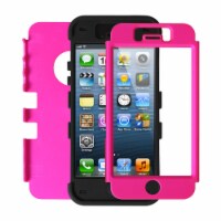 3 Layers Hybrid Armor Cover Case with Inner Soft Shell for Apple iPhone 5 Red
