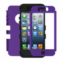 3 Layers Hybrid Armor Cover Case with Inner Soft Shell for Apple iPhone 5 Purple