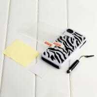 Zebra Combo Hard Soft Case Cover For iPhone 4 4S Silicone Armor Case Black