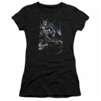 Trevco Batman-Perched - Short Sleeve Junior Sheer Tee - Black- Small