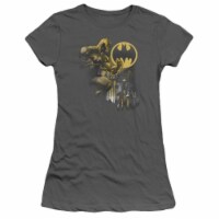 Trevco Batman-Bat Signal - Short Sleeve Junior Sheer Tee - Charcoal- Small