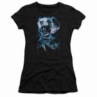 Trevco Batman-Moonlight Cat - Short Sleeve Junior Sheer Tee - Black- Large